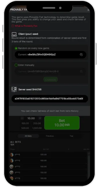 Aviator provably fair play verification settings