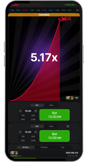 Select real money mode in Aviator